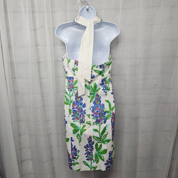 Lilly Pulitzer White Blue Floral Tie Halter Dress Backless Coquette Party 12 - Picture 7 of 15